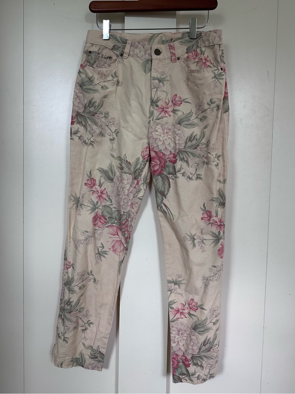 Lauren Ralph Lauren cropped linen blend floral print jeans